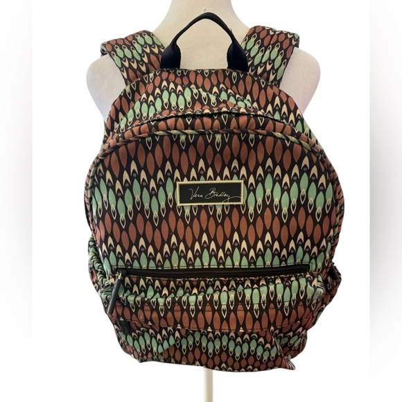 Vera BradleySuerra Stream Patterned Backpack Large in green brown cream & gray - Picture 1 of 11